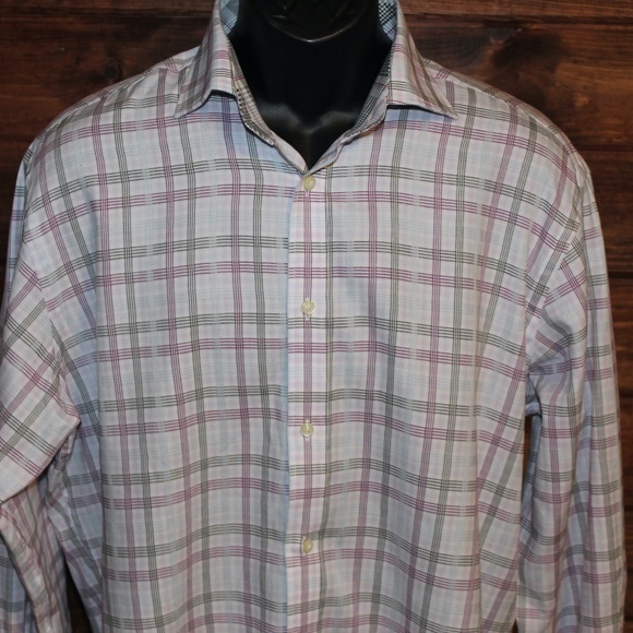 Thomas Dean Button LS Shirt Medium‎ Gray Purple Men - Picture 1 of 6